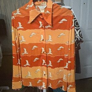 Vintage button down shirt with birds